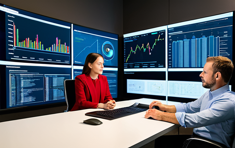 A focused, professional individual, adult, dressed in a modest business casual outfit, sitting at a sleek desk in a modern digital media studio. Multiple large screens in the background display abstract data visualizations and complex story flowcharts, illustrating "Plot Strength" and "Data-Driven Storytelling." The subject has a thoughtful, engaged expression, with well-formed hands resting naturally. Bright, even studio lighting. professional photography, high resolution, vivid colors, perfect anatomy, correct proportions, natural body proportions, proper finger count, natural pose, fully clothed, appropriate attire, modest clothing, safe for work, appropriate content, professional, family-friendly.
