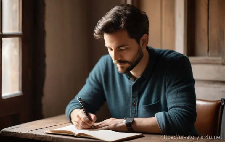 스토리텔러의 창의적 작업 프로세스 - Image Prompt 1: The Heart of the Writer** 스토리텔러의 창의적 작업 프로세스 - Image Prompt 1: The Heart of the Writer**