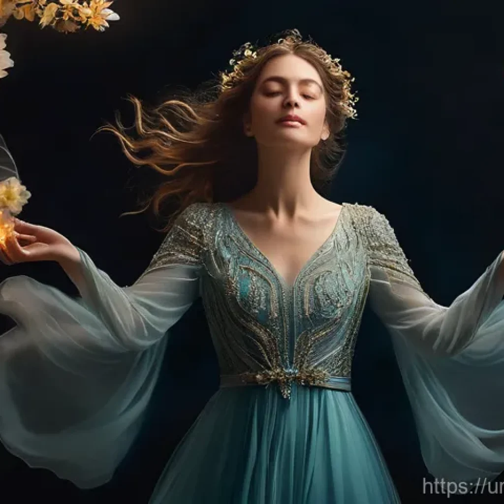 스토리텔러와 예술적 감각의 조화 - **Prompt 1: The Storyteller's Enchantment**
    A captivating woman in her early thirties, dressed i...