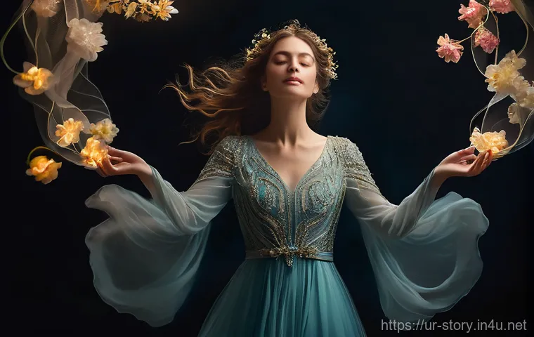 스토리텔러와 예술적 감각의 조화 - **Prompt 1: The Storyteller's Enchantment**
    A captivating woman in her early thirties, dressed i...