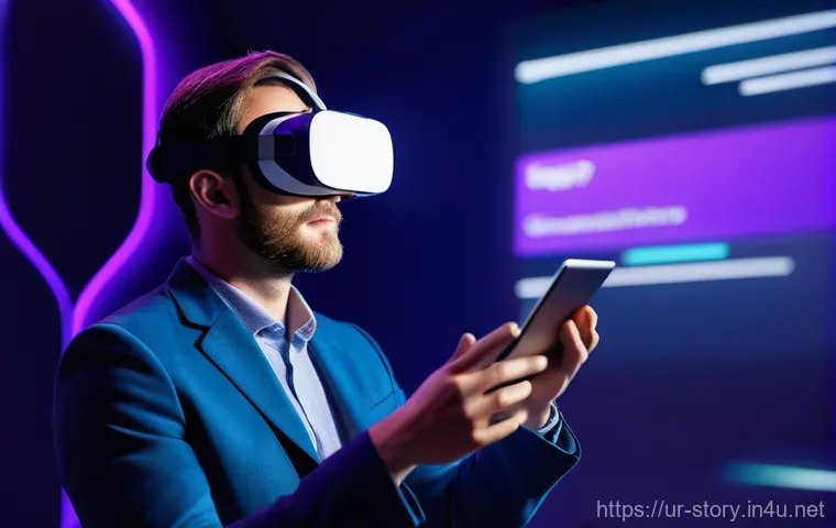 스토리텔러와 관련된 컨퍼런스 및 네트워킹 - **Prompt 1: "The Future of Storytelling"**
    A vibrant, high-tech conference setting filled with a...