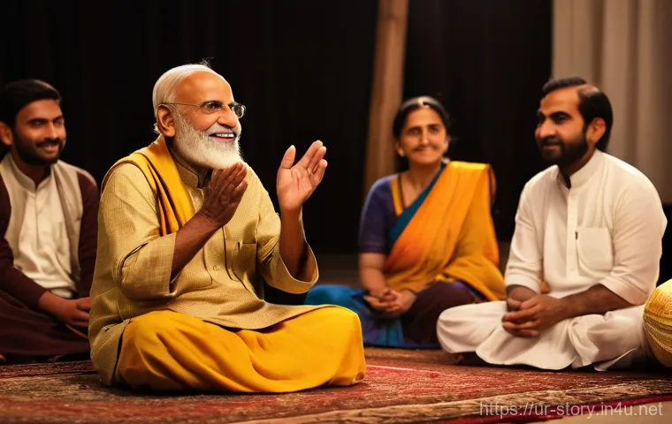 스토리텔러로서의 성공 사례 - **Prompt:** A heartwarming and intimate scene featuring an elderly storyteller, with a kind and wise...