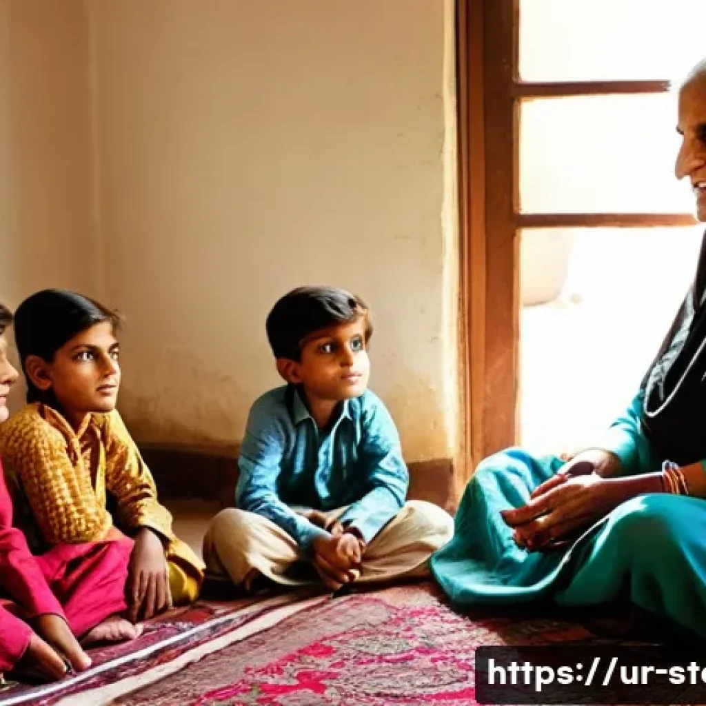스토리텔러와 스토리텔링 기술의 발전 - **Prompt 1: The Warmth of Oral Storytelling**
    "An elderly Pakistani grandmother, with kind eyes ...