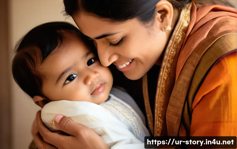 스토리텔러로서 성공한 명언 - **Prompt:** A heartwarming and tender scene of a young mother, dressed modestly in a traditional Pak...