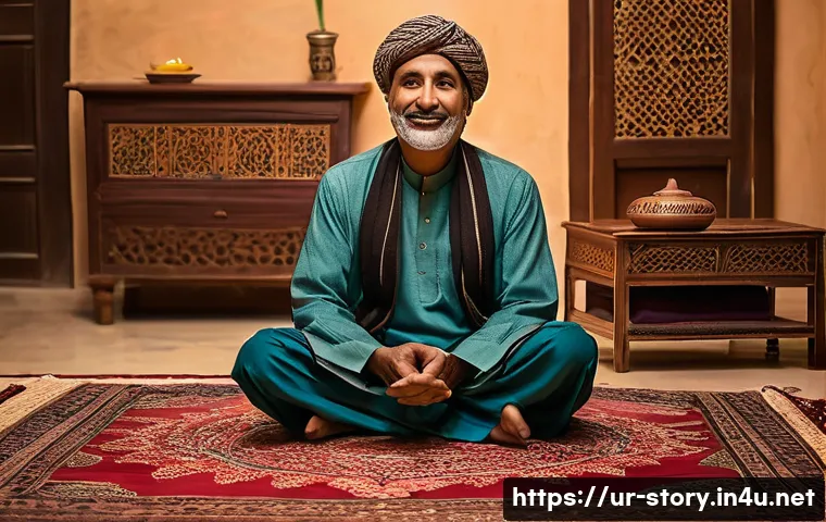 스토리텔러가 되기 위한 체크리스트 - A warm and inviting storytelling scene set in a traditional Pakistani living room, featuring a middl...