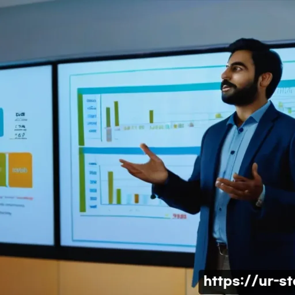 스토리텔러가 준비하는 프리젠테이션 팁 - A professional conference room scene featuring a South Asian presenter in business casual attire usi...