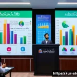 Home 22 스토리텔러와 데이터 기반 스토리 제작의 활용 - A professional seminar scene in a modern conference room in Karachi, Pakistan, featuring a confident...