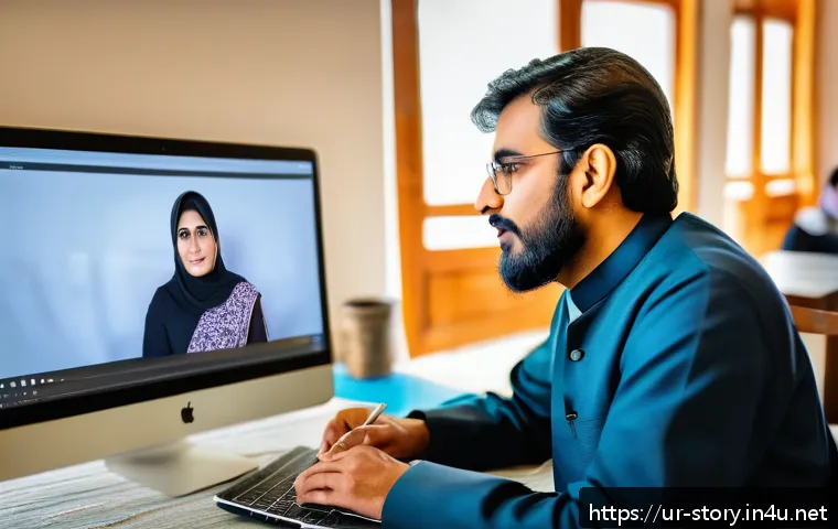 스토리텔러 관련 온라인 강의 추천 - A vibrant digital classroom scene featuring diverse adult students engaging in an online storytellin...