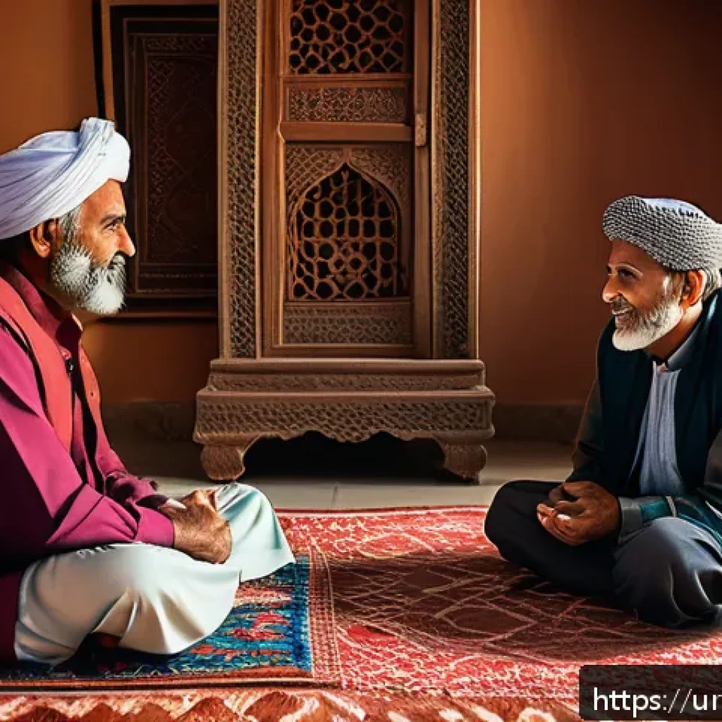 스토리텔러 실무에서의 창의적 이야기 제작 사례 연구 - A warm and inviting storytelling scene set in a traditional Pakistani living room decorated with int...