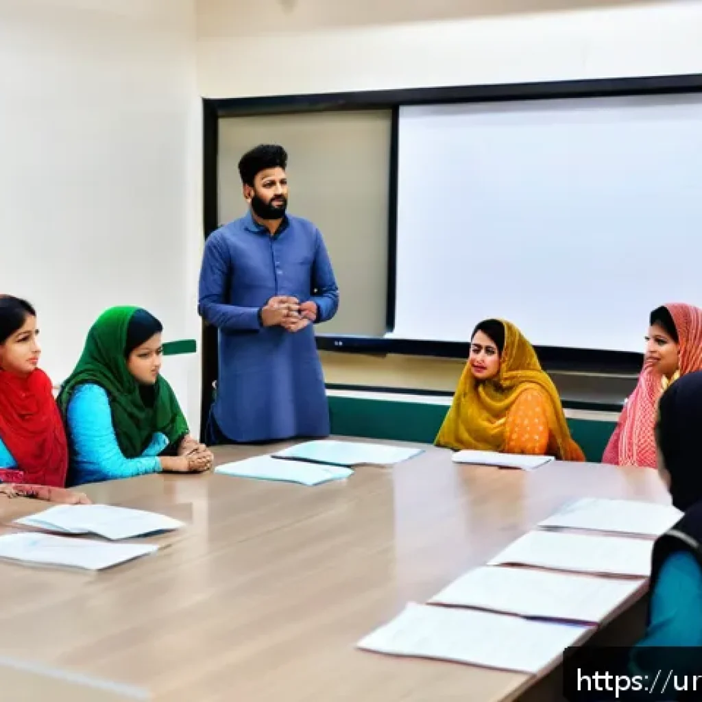 스토리텔러 자격증의 실질적 가치 분석 - A professional storytelling workshop scene set in a modern classroom in Lahore, Pakistan, featuring ...